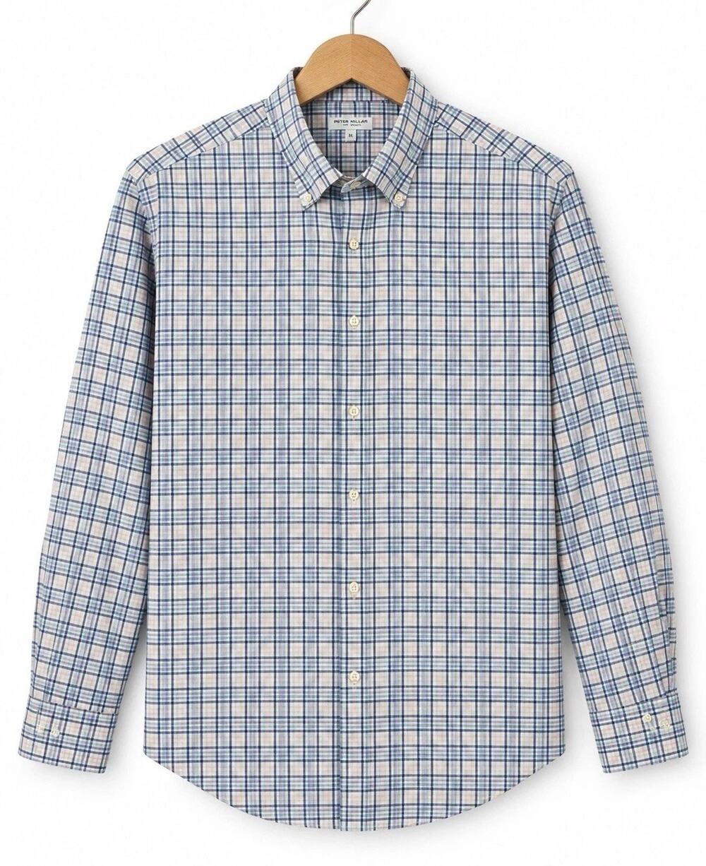 Peter Millar Summer Comfort Shirt Men’s XL Plaid Roxbury Performance Golf Poplin